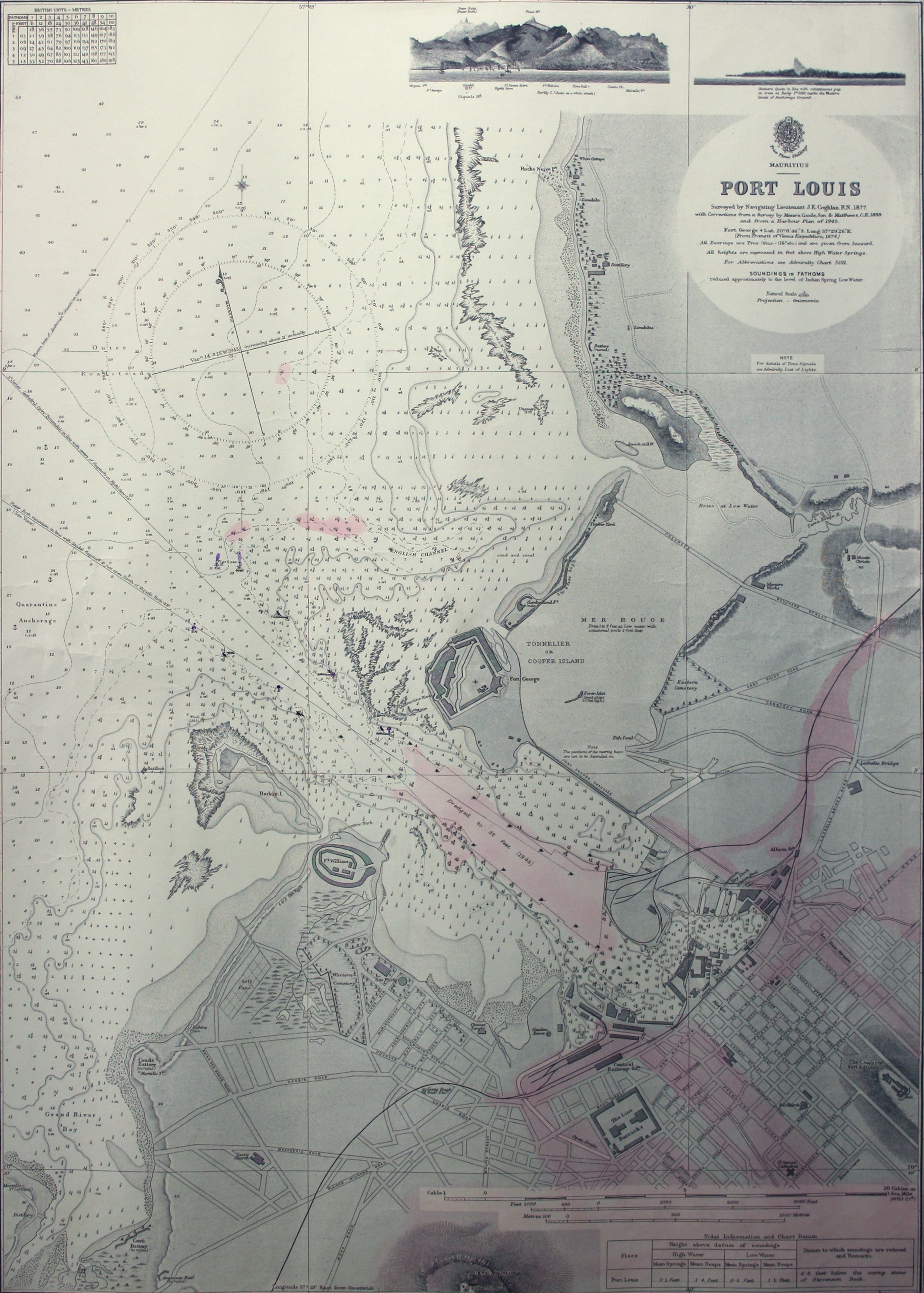 British Admiralty Chart of Port Louis, Mauritius