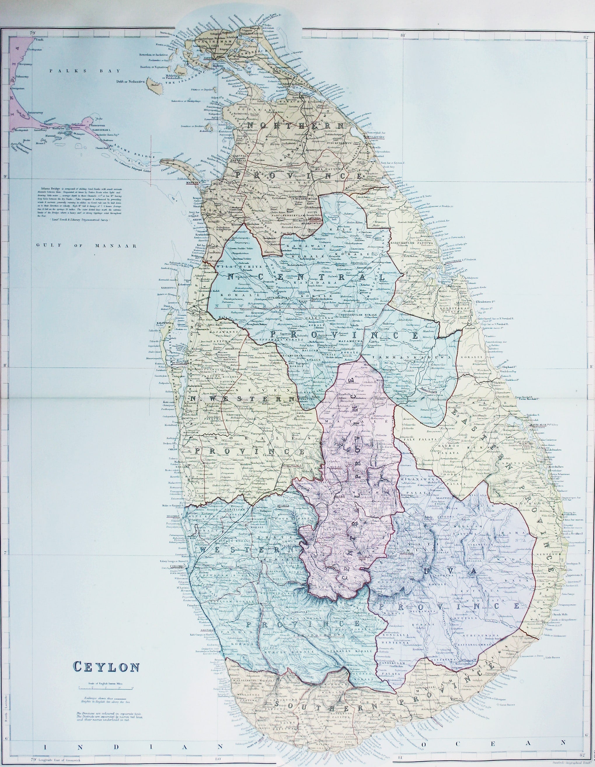 Stanford’s Map of Sri Lanka