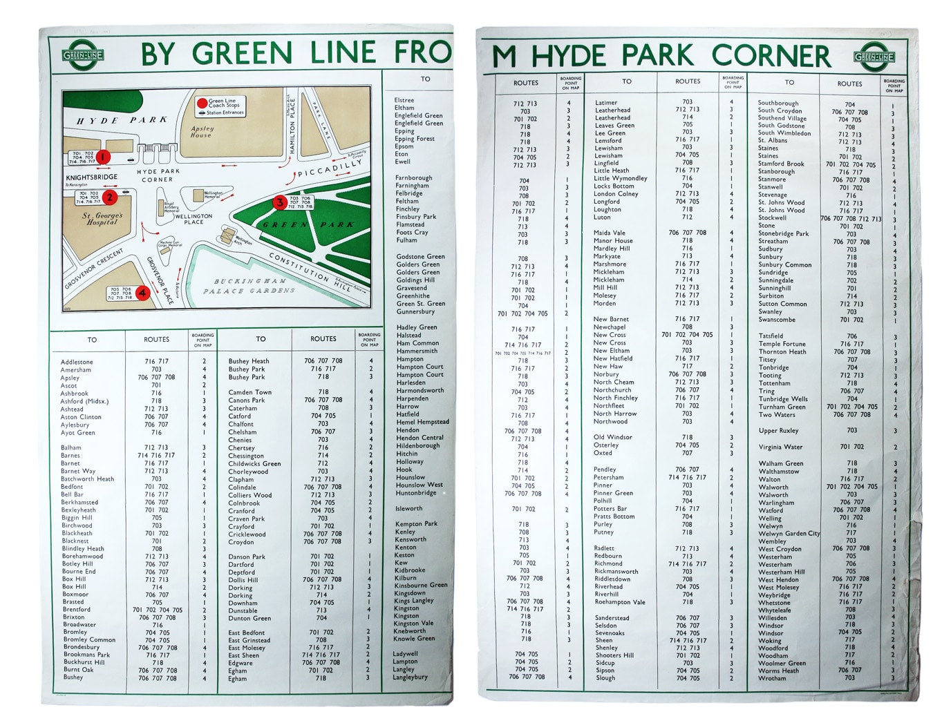 Green Line Pair Poster, Services from Hyde Park Corner