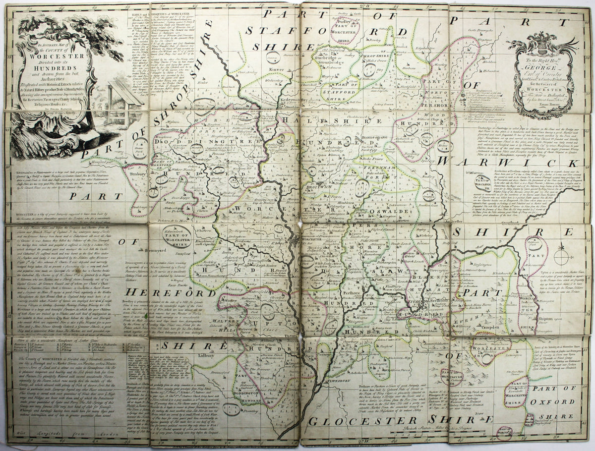 Bowen’s Folding Map of Worcestershire