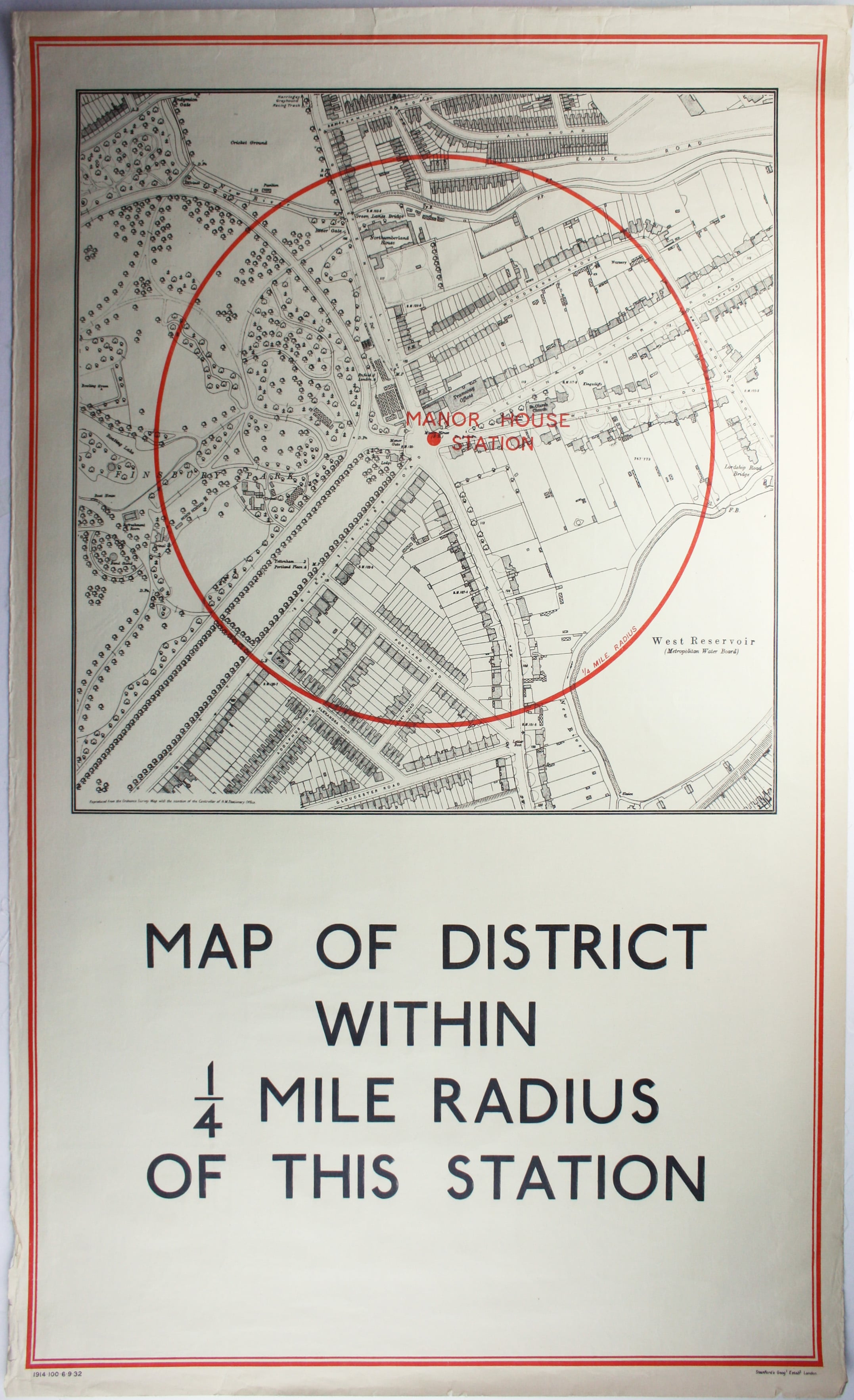 Quarter Mile Radius Map of Manor House Station