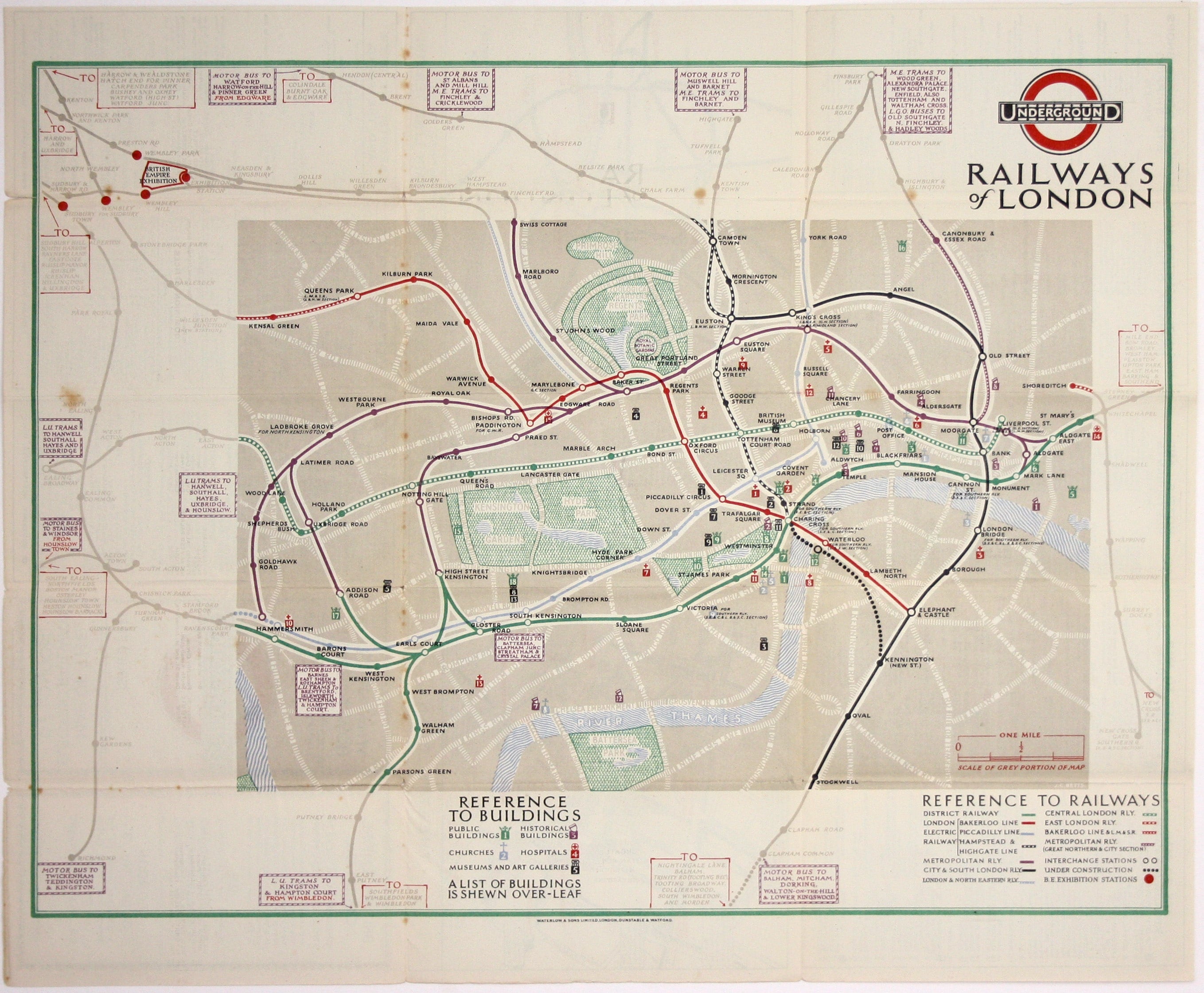 Betts’ Summer 1925 Central Area London Underground Map