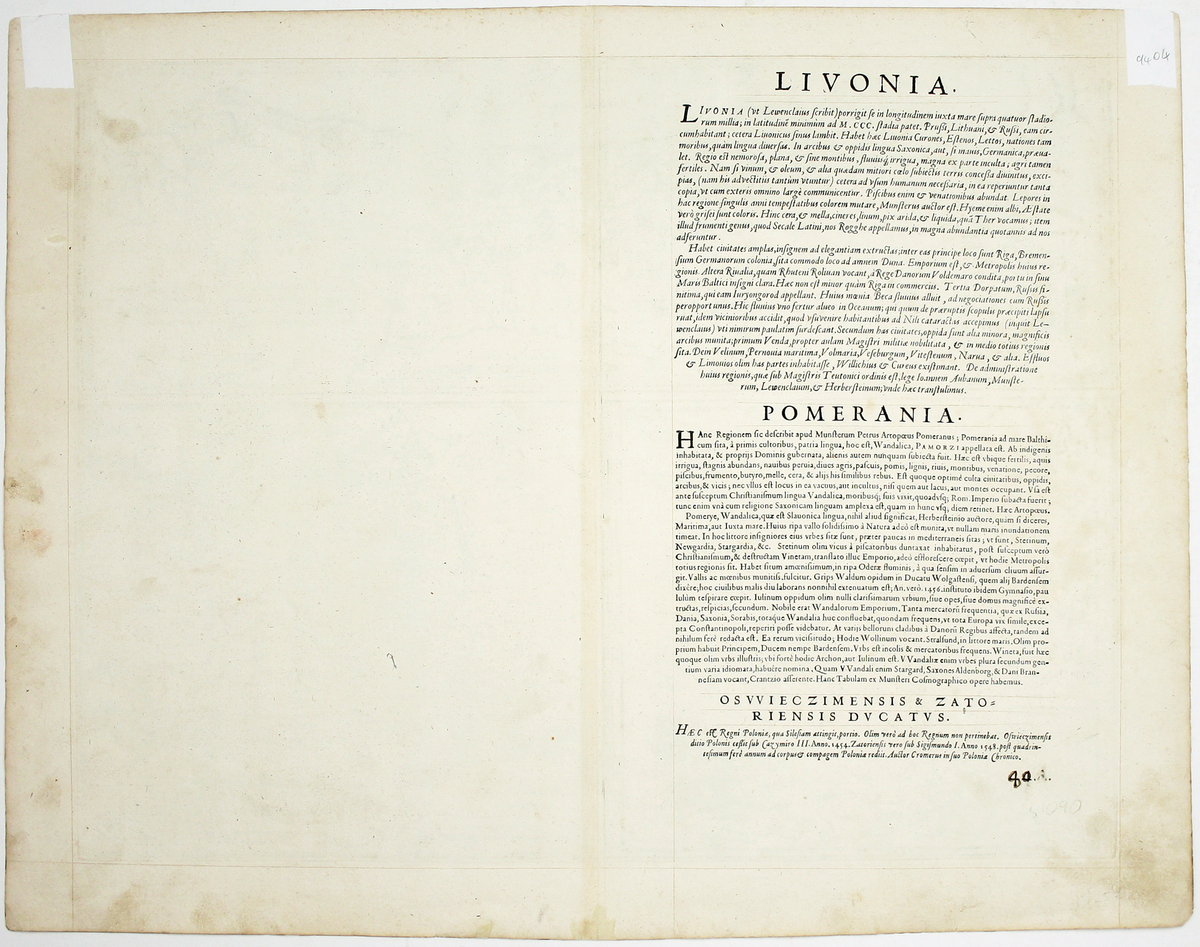 Ortelius’ Map of the Baltic: Livonia, Pomerania & the Silesian Duchies