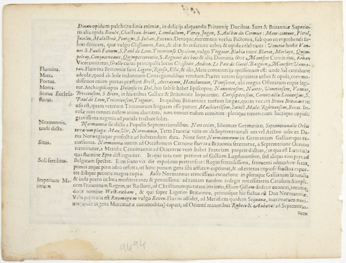 Mercator’s Miniature Map of Brittany & Normandy