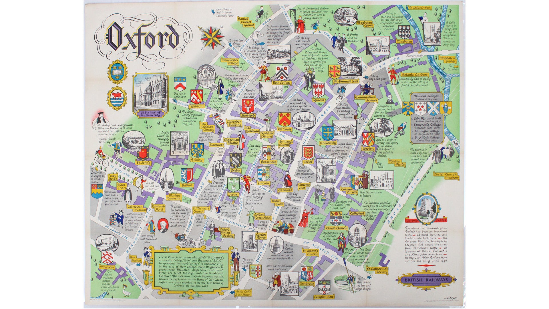 Sayer's Pictorial Map of Oxford