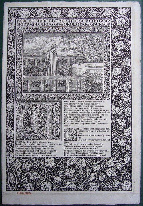William Morris announces his 'pocket cathedral': a specimen leaf from the Kelmscott Chaucer