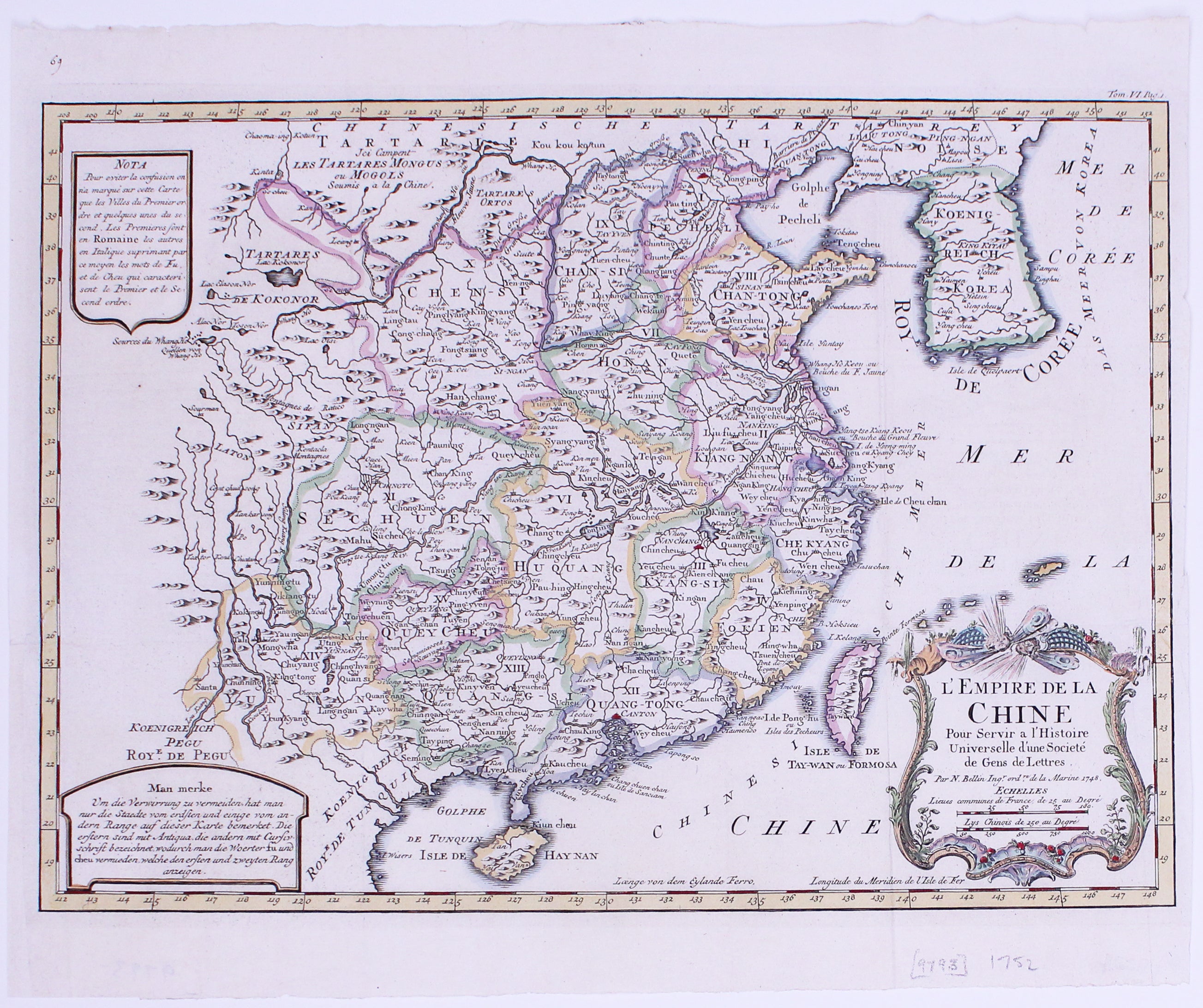 Bellin's Map of China, German Edition