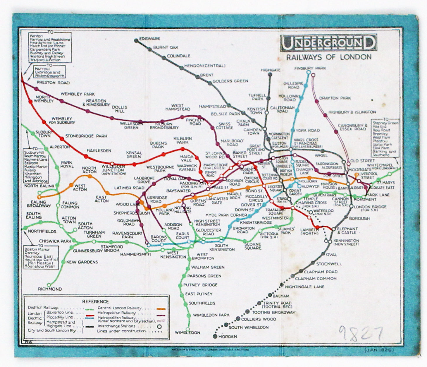 Stingemore's January 1926 Passenger Map