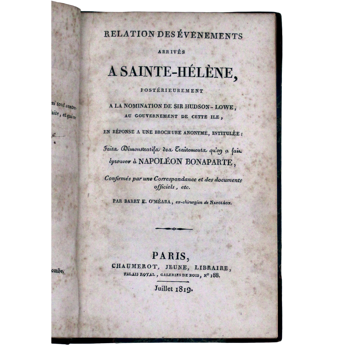 Holland House copy of O'Meara's account of Napoleon's exile on St Helena