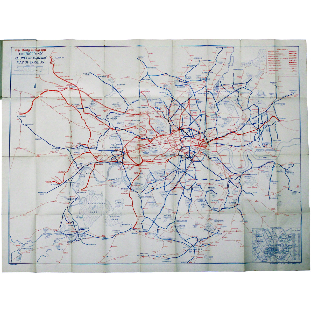 Daily Telegraph Underground Railway and Tramway Map of London
