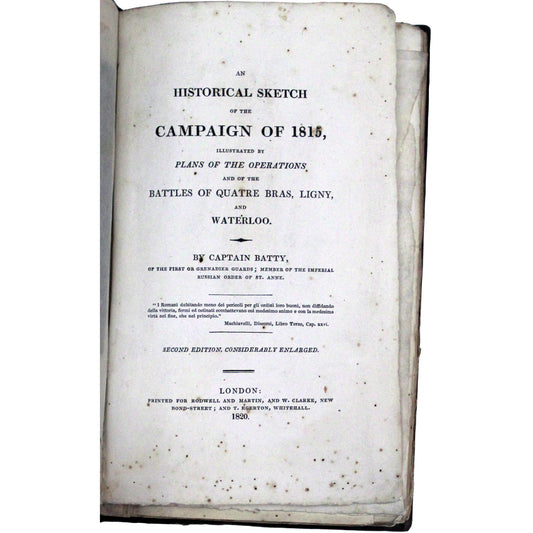 Presentation copy of Batty's account of the Waterloo campaign