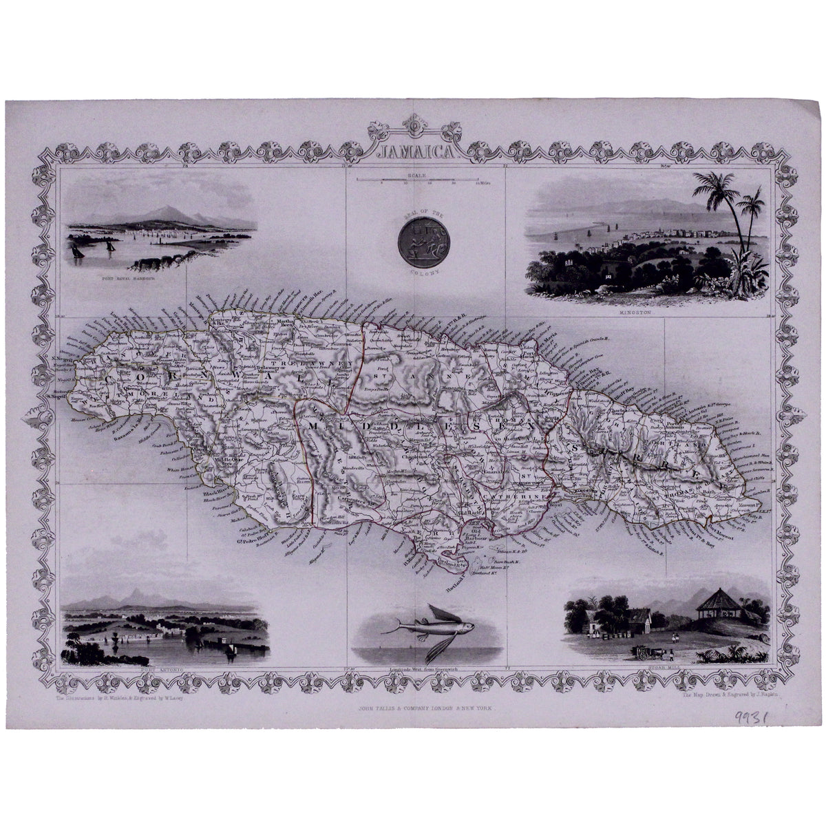 Tallis' Map of Jamaica