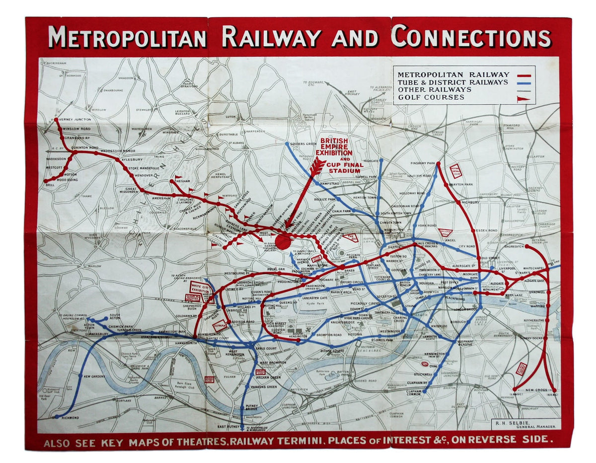 Metropolitan Railway & Connections Map, British Empire Exhibition Issue