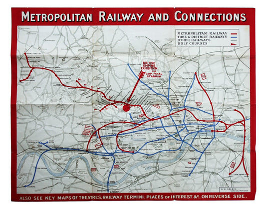 Metropolitan Railway & Connections Map, British Empire Exhibition Issue
