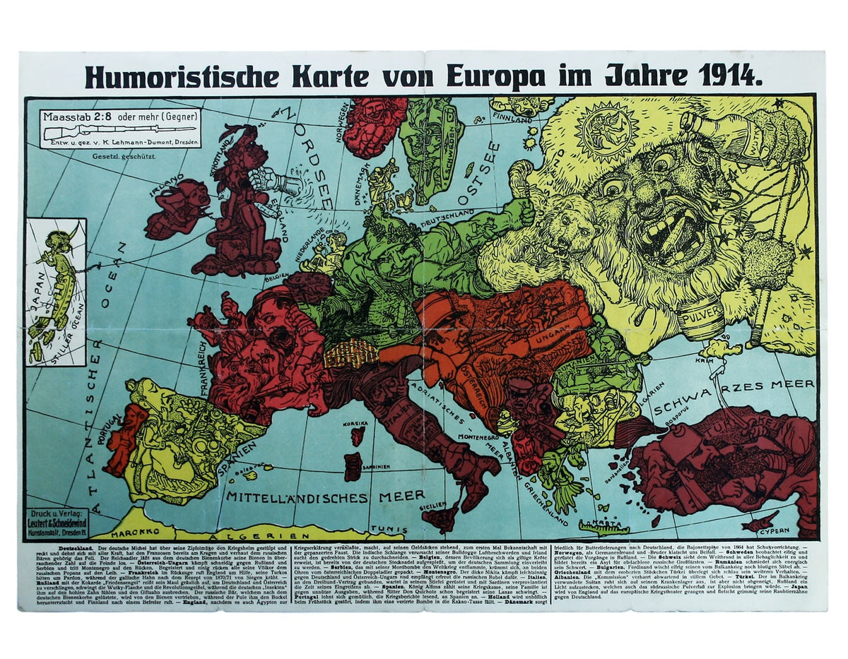 Lehmann-Dumont’s Satirical Map of Europe in 1914