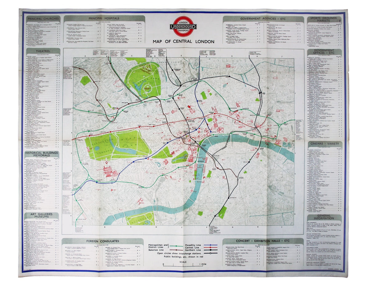 1946 Station Map of Central London