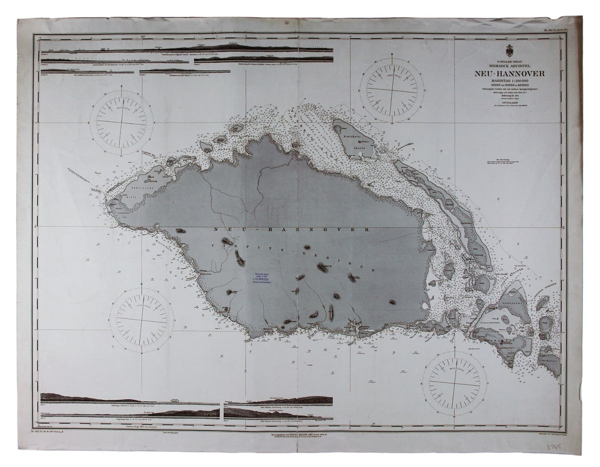 German Naval Chart of New Hanover, Papua New Guinea
