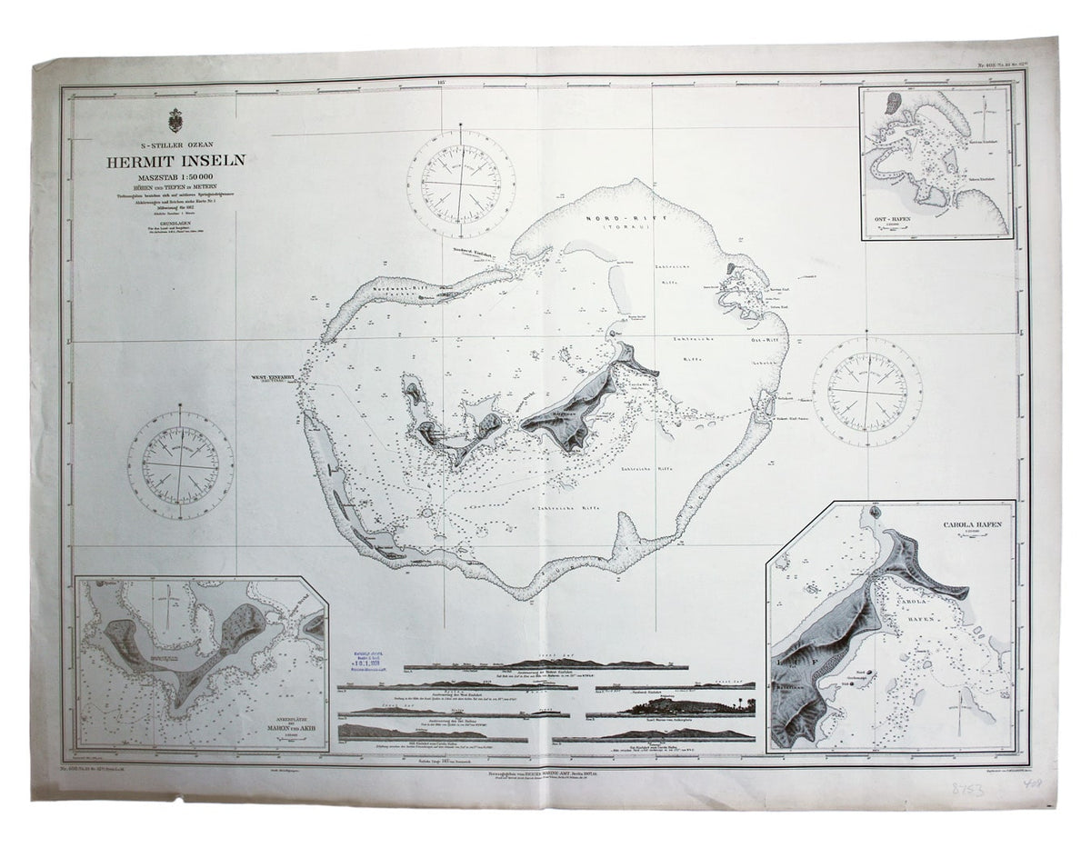 German Naval Chart of The Hermit Islands, Papua New Guinea — Bryars ...