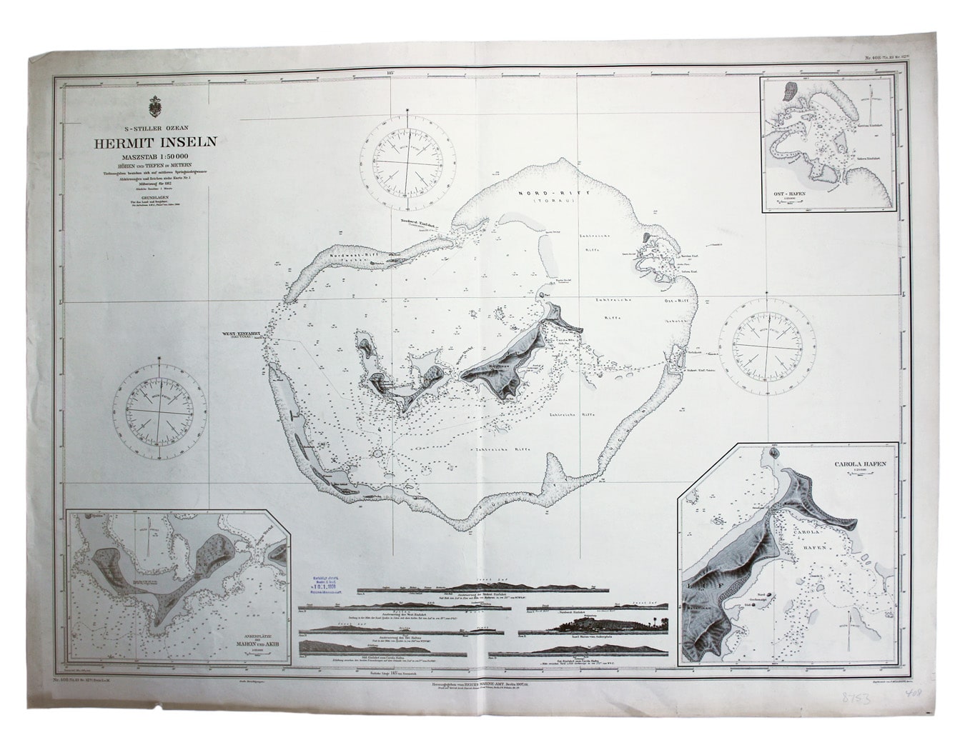 German Naval Chart of The Hermit Islands, Papua New Guinea