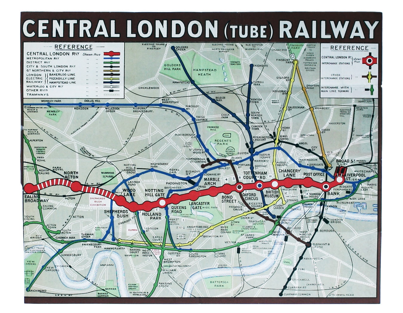 Central London Railway 1912 Passenger Map