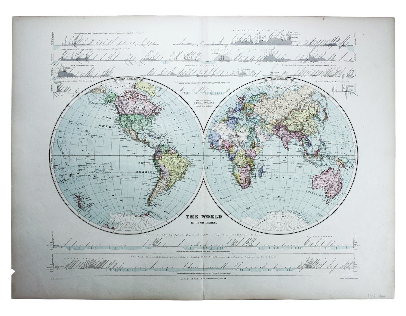 Stanford’s Double Hemisphere World Map