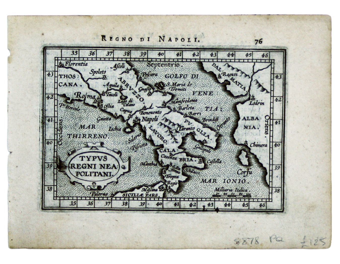 Ortelius’ Miniature Map of the Kingdom Of Naples