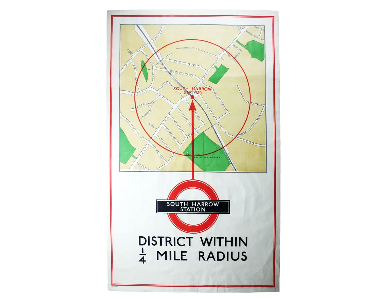 Quarter Mile Radius Map of South Harrow Station