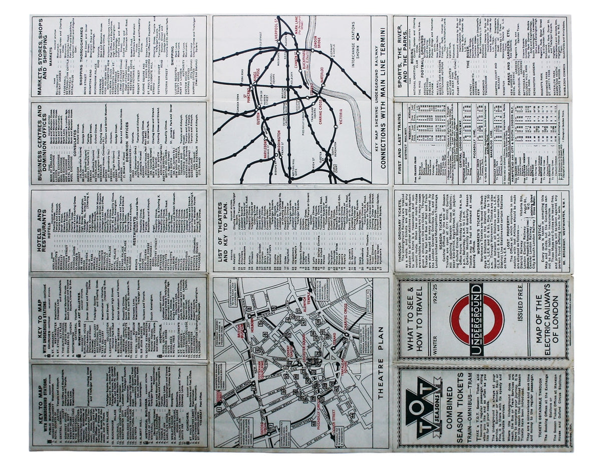 Betts’ Central Area London Underground Map, Winter 1924/25 Issue
