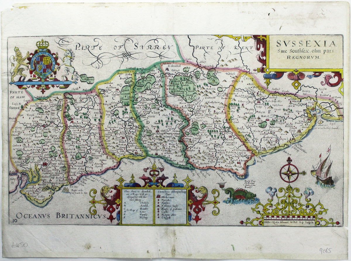 Saxton-Kip Map of Sussex