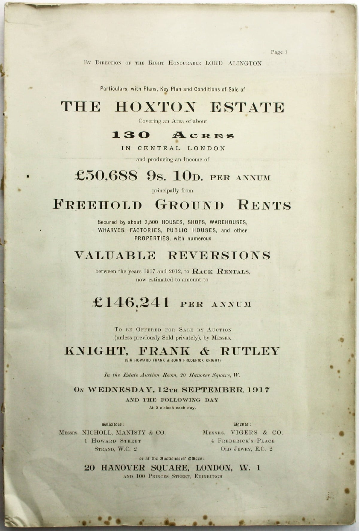 Hoxton Under the Hammer, 1917