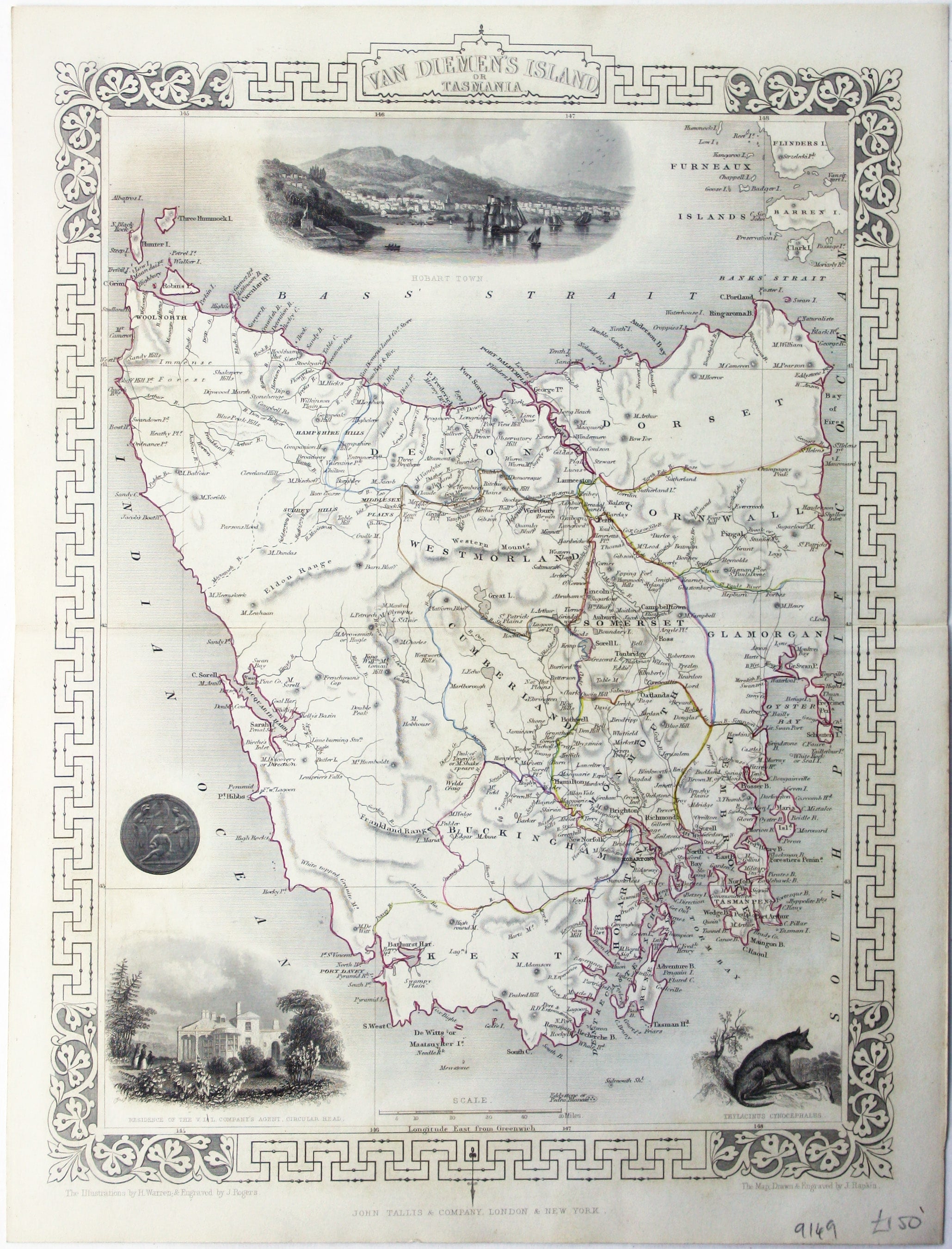 Tallis’ Map of Tasmania