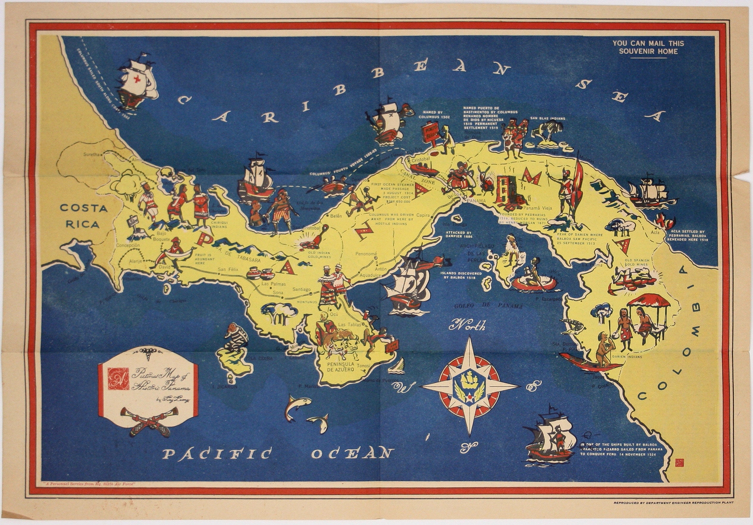 Wartime American Souvenir Map of Panama