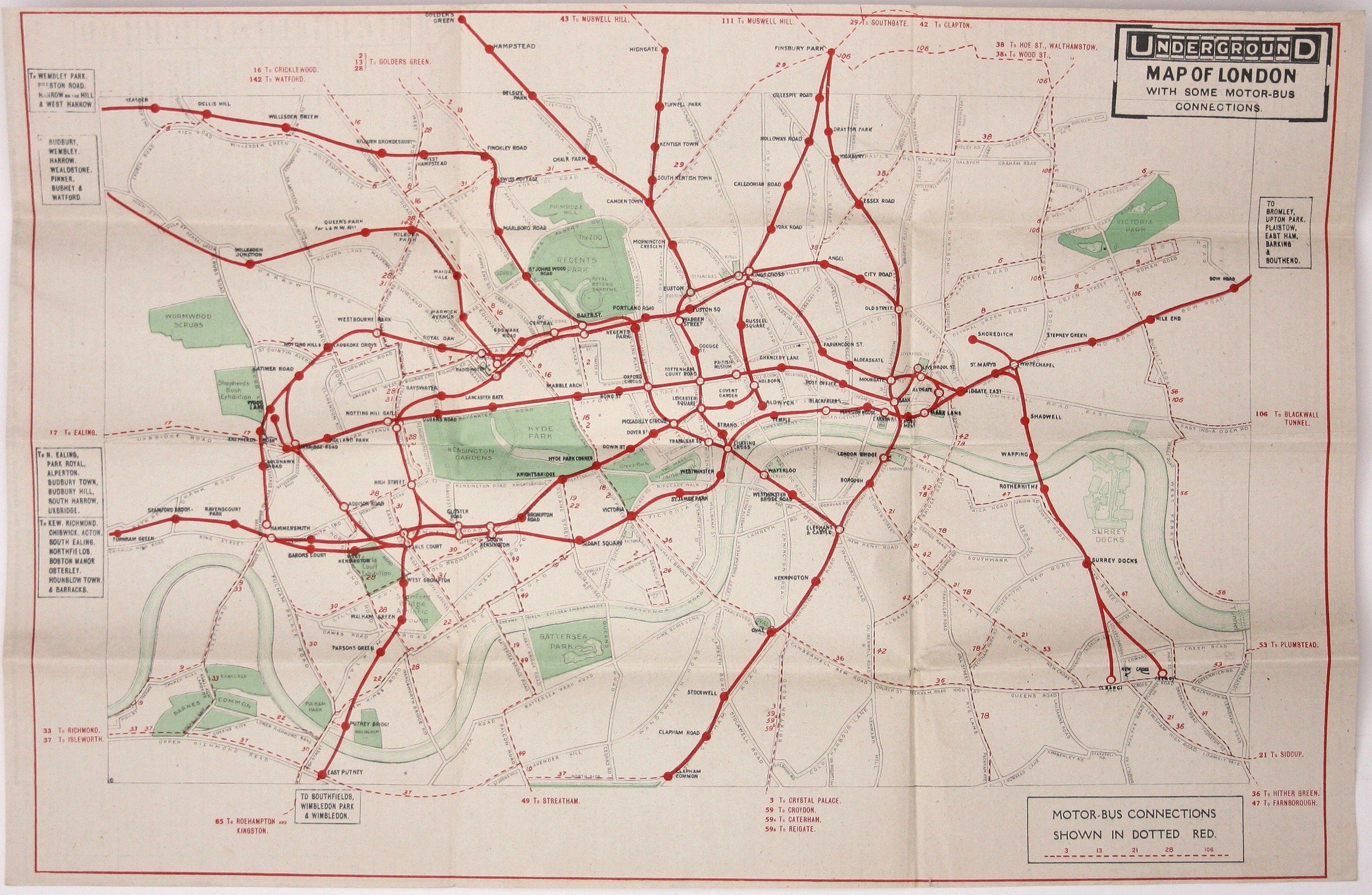 LGOC Integrated London Underground & Bus Map