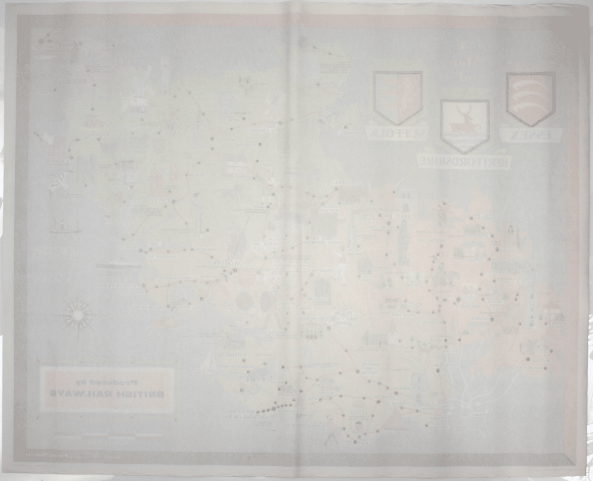 Camidge’s British Railways Pictorial Map of Essex, Hertfordshire & Suffolk