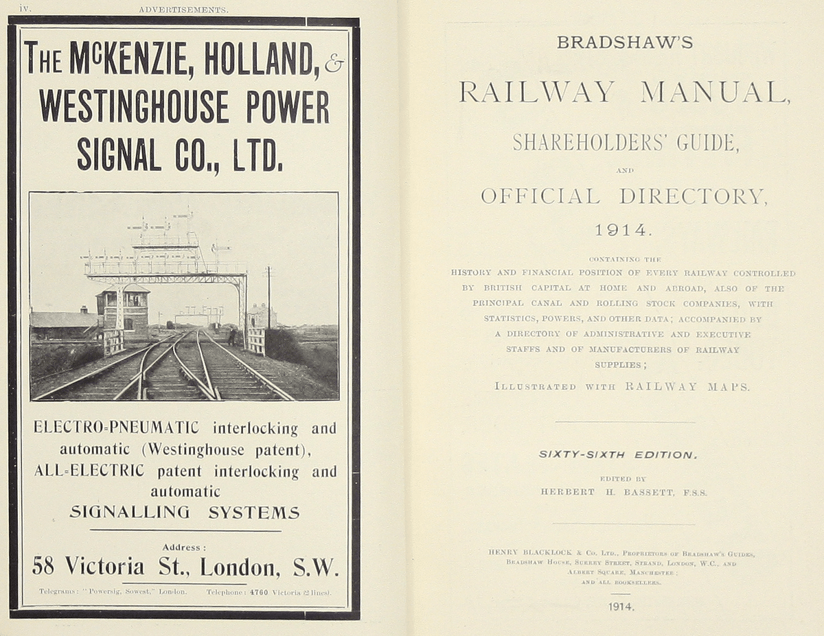 Bradshaw’s Railway Manual for 1914