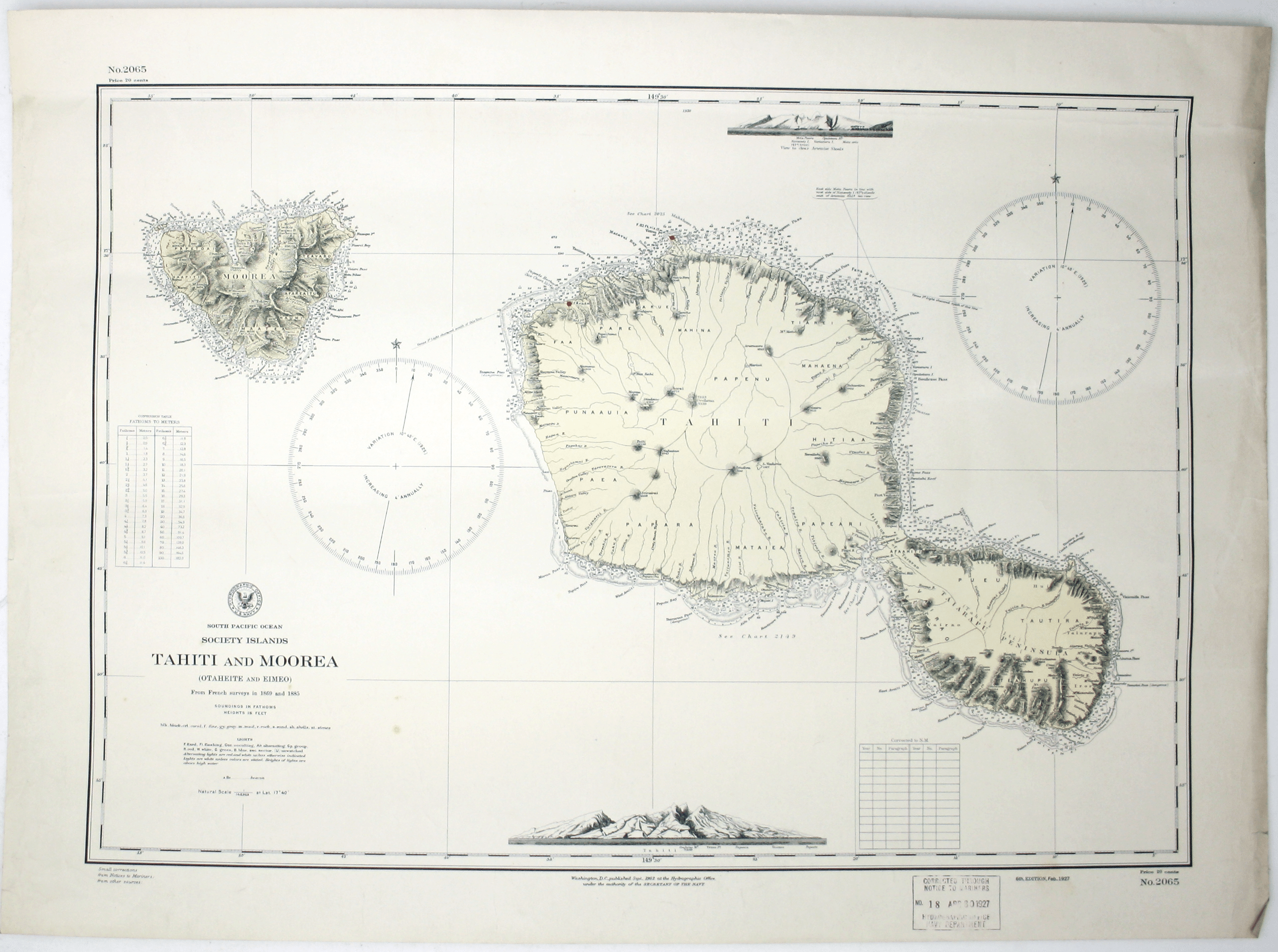 US Naval Chart of Tahiti