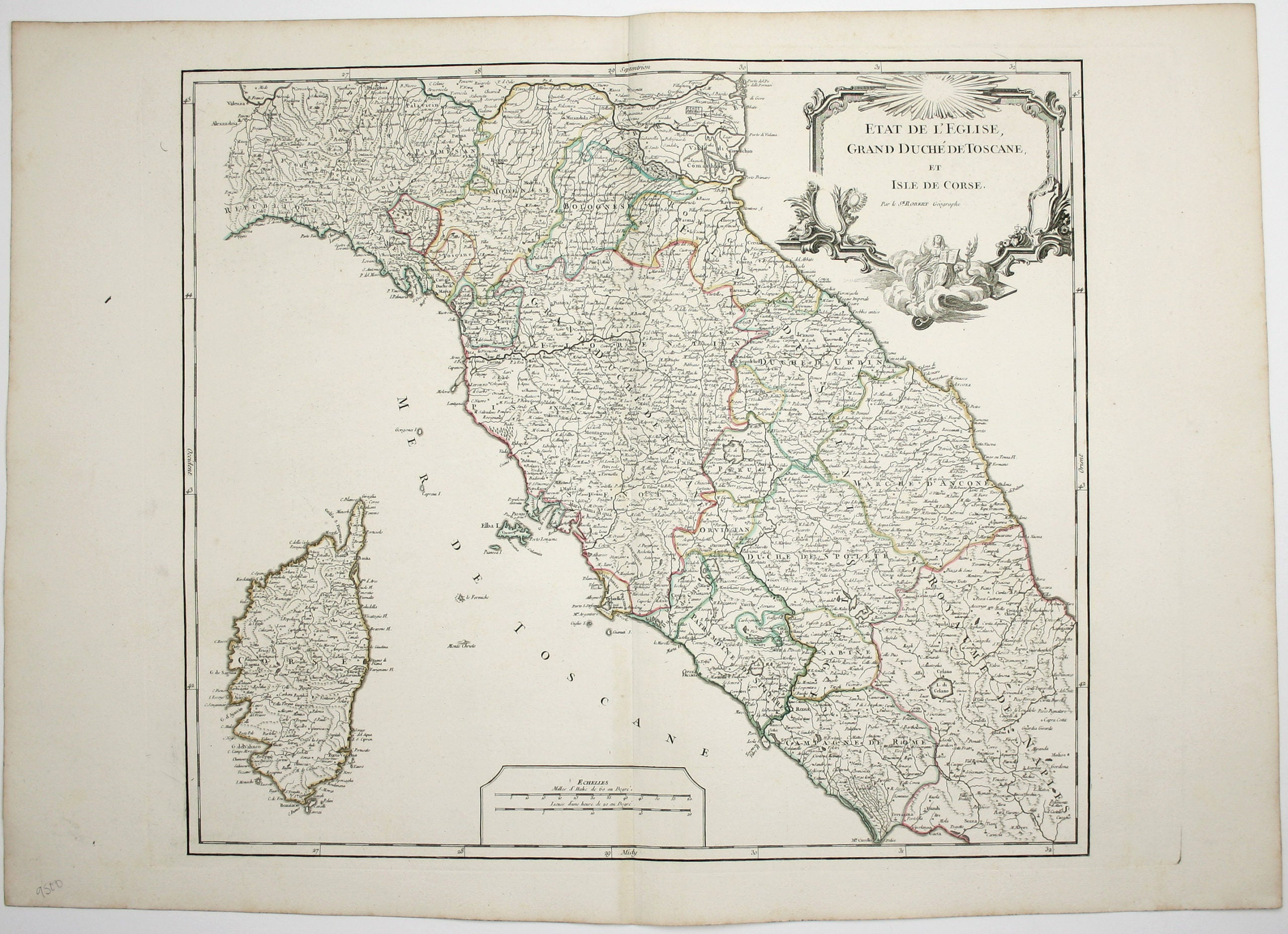 Robert de Vaugondy’s Map of the Papal States, Tuscany & Corsica