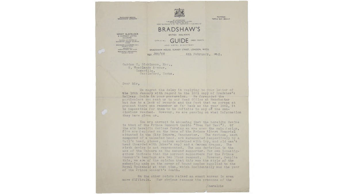 Bradshaw’s Railway Guide from Prince Albert’s Household