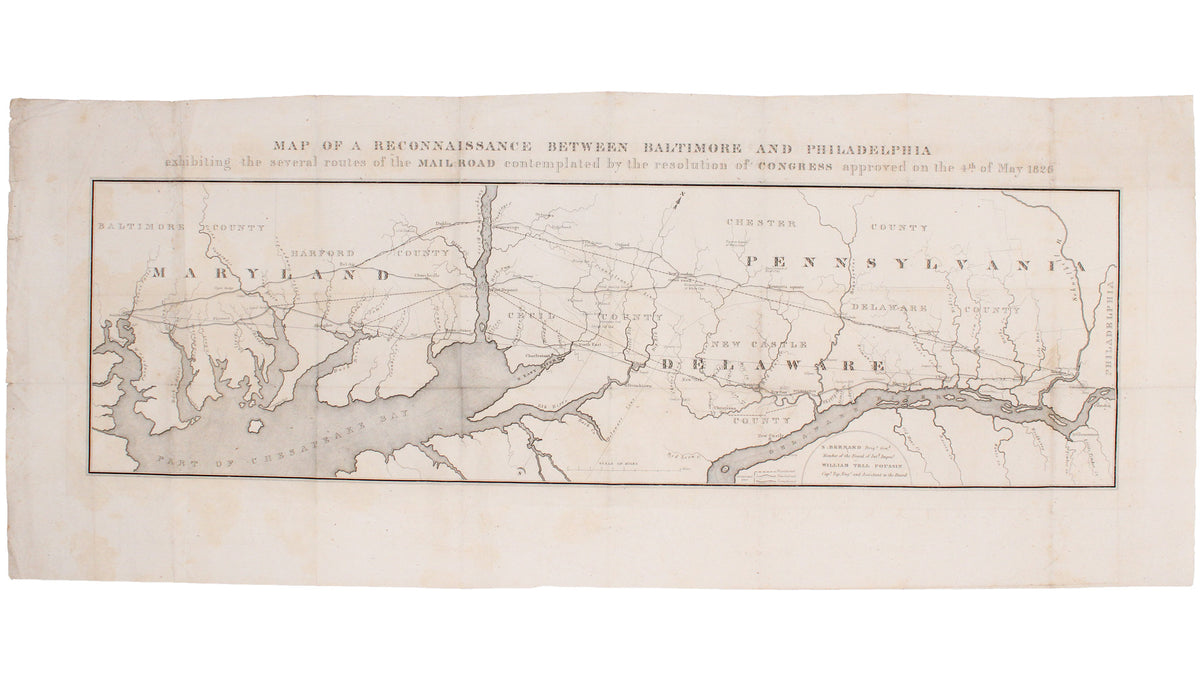 Map of Proposed Mail Routes Between Baltimore & Philadelphia